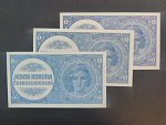 1 Kčs 1946, nevydaná, 3 ks různé barevné odstíny