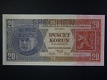 20 Kč 1926 série Sg, perf. SPECIMEN z líce