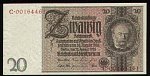 20 RM 22.1.1929,platná na čs. území, válečné vydání