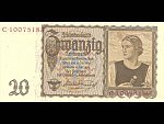 20 Reichsmark 16.6.1939,platná na čs. území