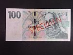 100 Kč 2018 série J 00 000000 anulát s červeným přetiskem SPECIMEN, vzácný
