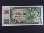 100 Kč 1961/1993 série X 09,  kolek, I.vydání, číslovač 1c, vodoznak 13