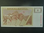 2 Tolarjev 1990, BNB. B202as1, Pi. 2, s přetiskem SPECIMEN, anulát