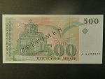 500 Denars 1993, BNB. B205as, Pi. 13, s přetiskem SPECIMEN
