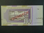 100 Denars 1996, BNB. B208as, Pi. 16, s přetiskem SPECIMEN
