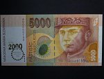 5000 Sk 1995 ssérie A (2000), přítisk Bi-milénium, nepatrný posun přítisku