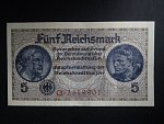 vydání pro obsazené území 1939-45, 5 Reichsmark série Q, Ros. ZWK-4a