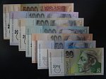 sada bankovek 20 - 5000 Sk 2000 s přítiskem Bi-milénium, všechny sériové čísla končí číslem 