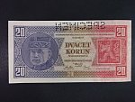 20 Kč 1926 série Jg, perf. SPECIMEN z rubu