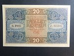 20 Kč 1919 série P 085, nepatrně ohlý rožek jinak N