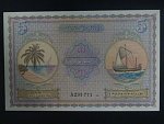 MALEDIVY, 5 Rufiyaa 1947 série A, BNB. B104a, Pi. 4