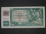 100 Kč 1961 s. C, kolek, Baj. CZ 1a, Pi. 1, nepatrný přehyb