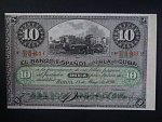 KUBA,10 pesos fuertes 1896, vzadu červeně PLATA, BNB. B307c, Pi. 49
