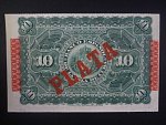 KUBA,10 pesos fuertes 1896, vzadu červeně PLATA, BNB. B307c, Pi. 49