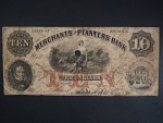 USA, 10 Dollars 1856, Merchants and Planters Bank, perforační dírka