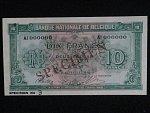 10 Francs/2 Belgas 1943, SPECIMEN anulát, BNB. B570as2, Pi. 122