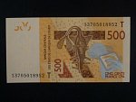 ZÁPADNÍ AFRIKA, TOGO, 500 Francs 2013 T, BNB. B120Tb, Pi. 814Tb