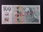 100 Kč 2019 s. M 26 s přítiskem ČNB 100 LET Kč 1919 - 2019 s červeným přetiskem SPECIMEN, Ba. CZ 29, náklad 3000 ks k propagačním účelům ČNB