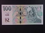 100 Kč 2019 série M 27 s přítiskem ČNB 100 LET Kč 1919 - 2019 s 1x vodorovnou perf. SPECIMEN