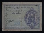 ALŽÍR, 20 Francs 27-4-1943, podpis vrchního praporčíka, BNB. B135a, Pi. 92