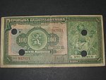 100 Kč 14.1.1920 série H, perf. SPECIMEN + 4x skart. otvory