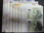sada bankovek 20 - 5000 Sk 1993 - 1995 série A ve svislých dvoupáskách (z archů)