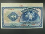 1000 Kč 15.4.1919, serie E anulát, přetisk SPECIMEN, číslovač 6-nul, neoříznutý horní okraj
