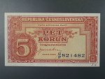 5 Kčs 1945 série U/P perforace 3md
