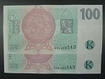 100 Kč 1997 s. G - dvojice bankovek se stejným číslem, ale jinou sérií