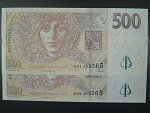 500 Kč 2009 s. E - dvojice bankovek se stejným číslem, ale jinou sérií
