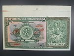 100 Kč 14.1.1920 s. D anulát, 2x přetisk SPECIMEN, neořezaný horní okraj