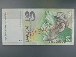 20 Sk 1995 serie B 00000000, anulát číslo 0160 s pretiskem SPECIMEN, Ba. SK 7b