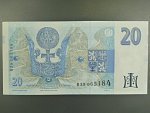 20 Kč 1994 s. B 39 proužek vlevo, Baj. CZ 10b, Pi. 10b