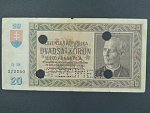 20 Ks 15.9.1939 serie Ij 18, perf. SPECIMEN + 4x skartační otvor