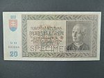 20 Ks 15.9.1939 serie Sr 84, perf. SPECIMEN