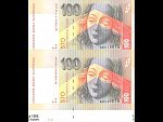 100 Sk 1.9.1993 s. A, nerozstřižené 2ks, Baj. SK 8a, Pi. 22a