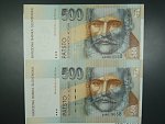 500 Sk 1.10.1993 s. A, nerozstřižené 2ks, Baj. SK 9a, Pi. 23