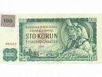 100 Kč 1961 s. C, kolek, Baj. CZ 1a, Pi. 1