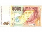 5000 Sk 10.5.1999 s. H - chybotisk - vynechaný tisk zlaté barvy, Baj. SK 11b, Pi. 33