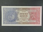 20 Kč 1.10.1926 série Me, perf. SPECIMEN