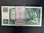 100 Kč 1961 s. G II.vydání, kolek, kompletní 100 ks balíček s původní bankovní páskou