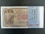 100 Kčs 1953 tiskárna STC Praha kompletní 100 ks balíček s původní bankovní páskou
