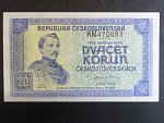 20 Kčs 1945 série KM, posun číslovače směrem nahoru