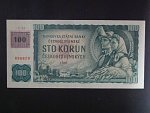 100 Kč 1961 s. C 14, kolek, vodoznaková výztuž na rubu