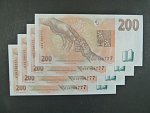 200 Kč 1998 s. G - čtveřice bankovek se stejným číslem, ale jinou sérií