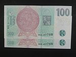 100 Kč 2019 s. M 06 a M 07 s přítiskem ČNB 100 LET Kč 1919 - 2019 - dvojice bankovek se stejným číslem, ale jinou sérií