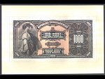 1000 Kč 15.4.1919 jednostranný tisk líce a rubu na kartonu bez série a čísla
