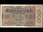 1000 Rentenmark 1.11.1923 serie A, platná na čs. území, vyjímečný stav
