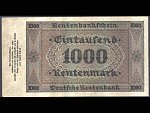 1000 Rentenmark 1.11.1923 serie A, platná na čs. území, vyjímečný stav