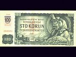 100 Sk/Kčs 1961 s. R 18, kolkovaná, úzký číslovač